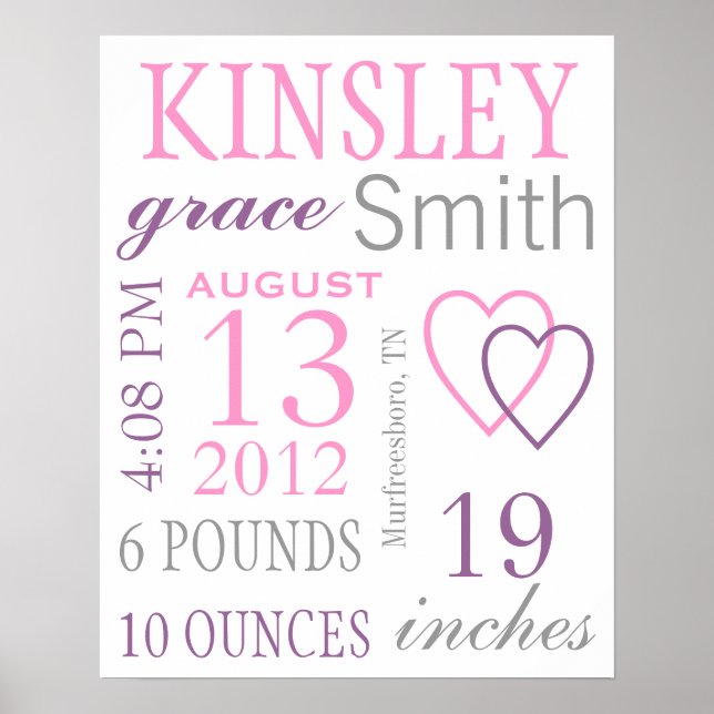 Birth Stats Poster (Front)