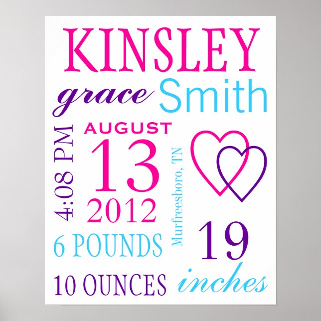 Birth Stats Poster (Front)