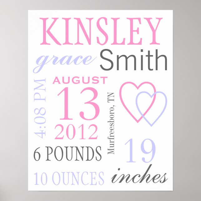 Birth Stats Poster (Front)