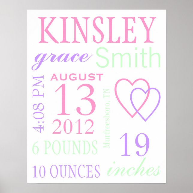 Birth Stats Poster (Front)