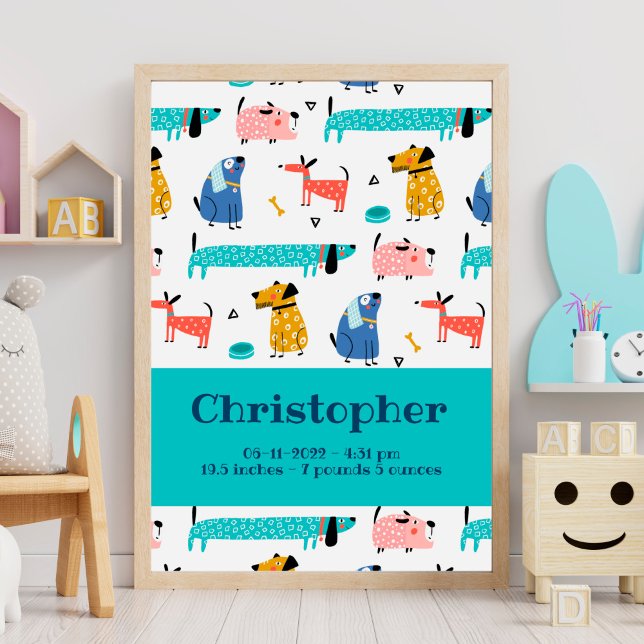 Birth Stats Print Funny Dogs (Creator Uploaded)
