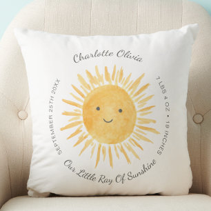 Birth Stats Sunshine Throw Pillow