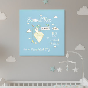 Birth Stats with little Bear Canvas Print