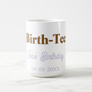 BIRTH TEE HAPPY BIRTHDAY NAME GOLDEN PURPLE MODERN COFFEE MUG