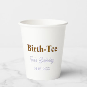 BIRTH TEE HAPPY BIRTHDAY NAME GOLDEN PURPLE MODERN PAPER CUPS