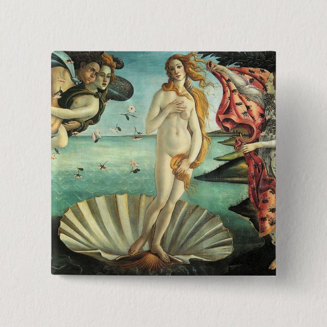 Birth Venus Botticelli 15 Cm Square Badge (Front)