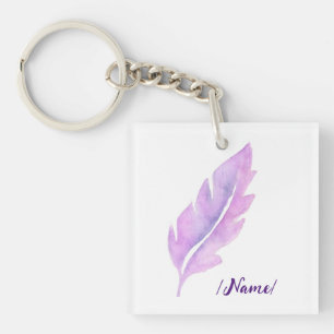 Birth Violet feather Holiday gift Key Ring