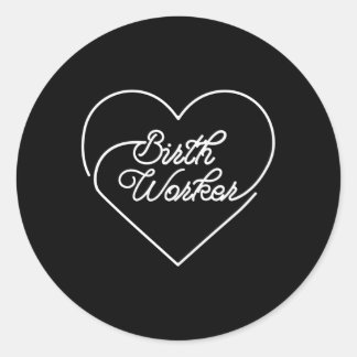 Birth Worker White He Classic Round Sticker