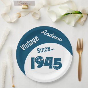 Birth Year 1945 80th Birthday Paper Plate