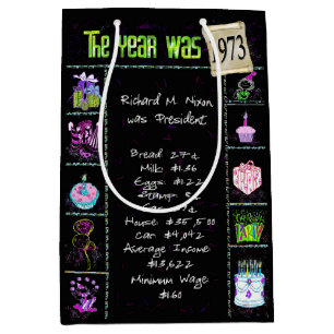 Birth Year 1973 Fun Trivia On Black   Medium Gift Bag