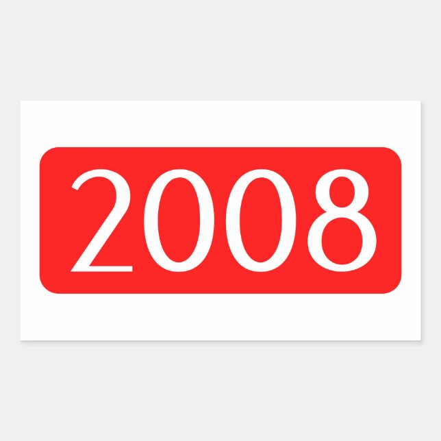 birth year 2008 text birthday number rectangular sticker (Front)