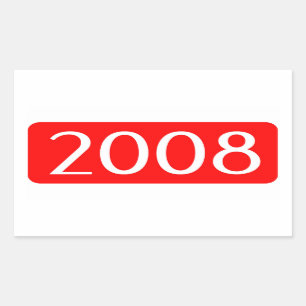 birth year 2008 text birthday number rectangular sticker