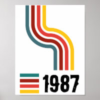 Birth Year Retro Colourful Wavy Stripes Personalis