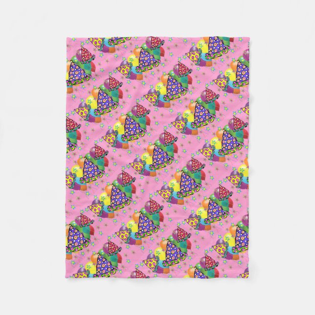 Birthay Party Hats Fleece Blanket (Front)