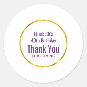 birthay thank you favour template classic round sticker