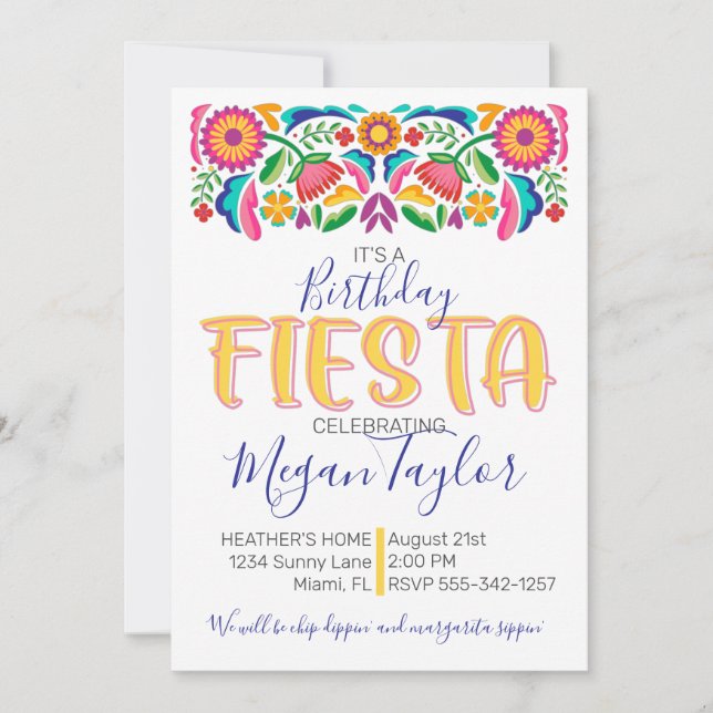 Birthd Fiesta Celebration Mexican Floral Invitation (Front)