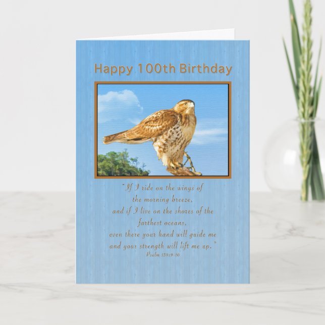 Birthday, 100th, Rough-legged Hawk Card (Front)