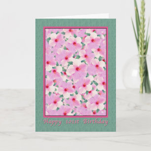 Birthday, 101st, Pink Hibiscus Flowers Card