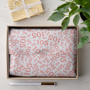 Birthday 105th Coral/White Random Number Pattern Tissue Paper