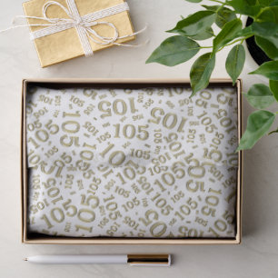 Birthday 105th Gold/White Random Number Pattern Tissue Paper