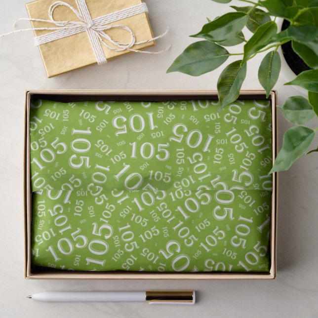Birthday 105th Green/White Random Number Pattern Tissue Paper (Gift)