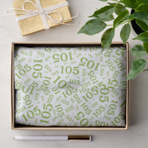 Birthday 105th Green/White Random Number Pattern Tissue Paper
