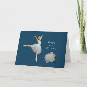 Birthday, 10th, Ballerina and White Peony Card