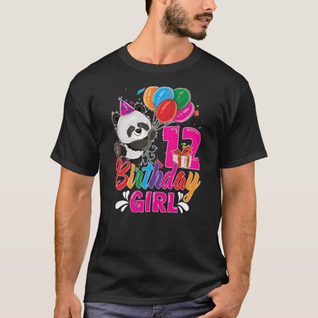 Birthday 12 Years Old Girl Panda Lovers 12nd Bday  T-Shirt (Front)