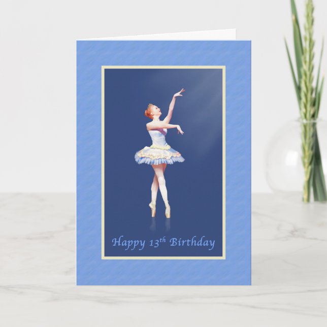 Birthday, 13th, Ballerina On Pointe in Spotlight Card (Front)
