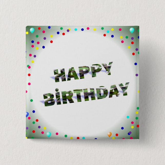 Birthday 15 Cm Square Badge (Front)