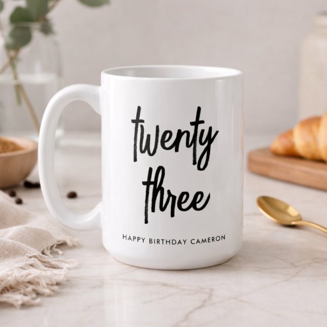 Birthday 15oz Mug | Personalised Age Modern Script (Creator Uploaded)
