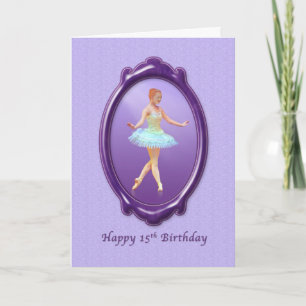 Birthday, 15th, Ballerina in Purple and Lavender Card