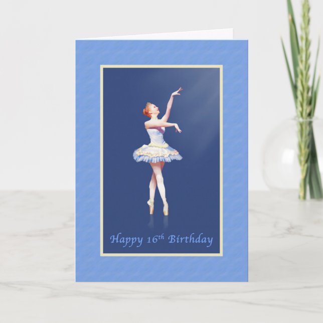 Birthday, 16th, Ballerina On Pointe in Spotlight Card (Front)