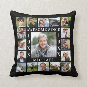 Birthday 17 Photo Collage AWESOME SINCE Cushion