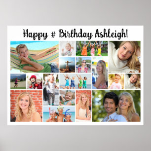 Birthday 18 Photo Collage Custom Personalised Poster