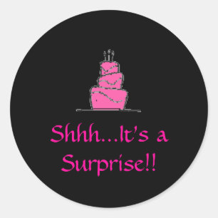 birthday%20cake, Shhh...It's a Surprise!! Classic Round Sticker
