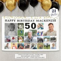 Birthday 21 Photo Collage Gold Confetti Custom
