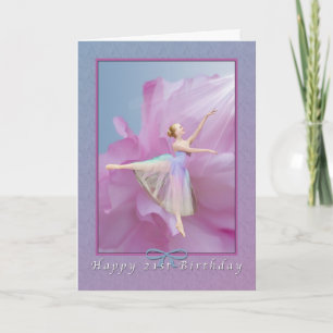 Birthday, 21st, Ballerina on Pink and Blue Card