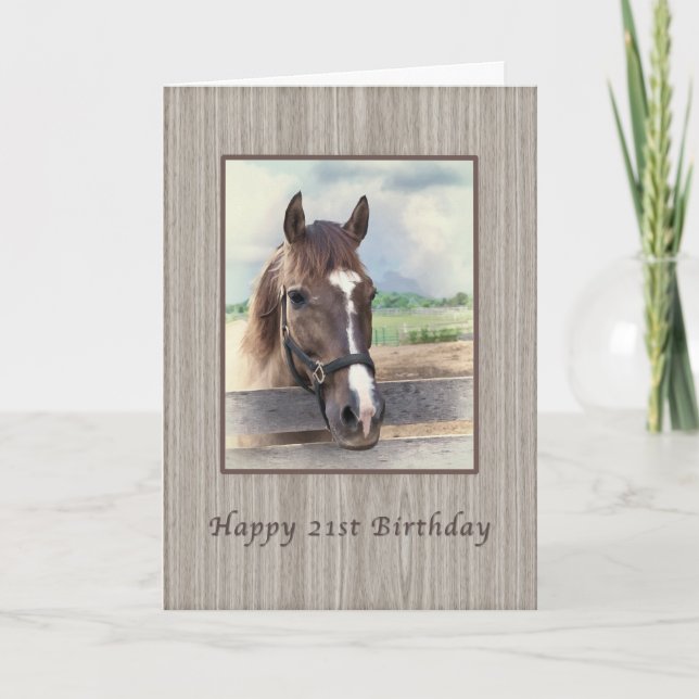 Birthday, 21st, Brown Horse with Bridle Card (Front)
