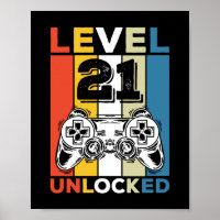 Birthday 21st Level Unlocked 21 Gaming Vintage