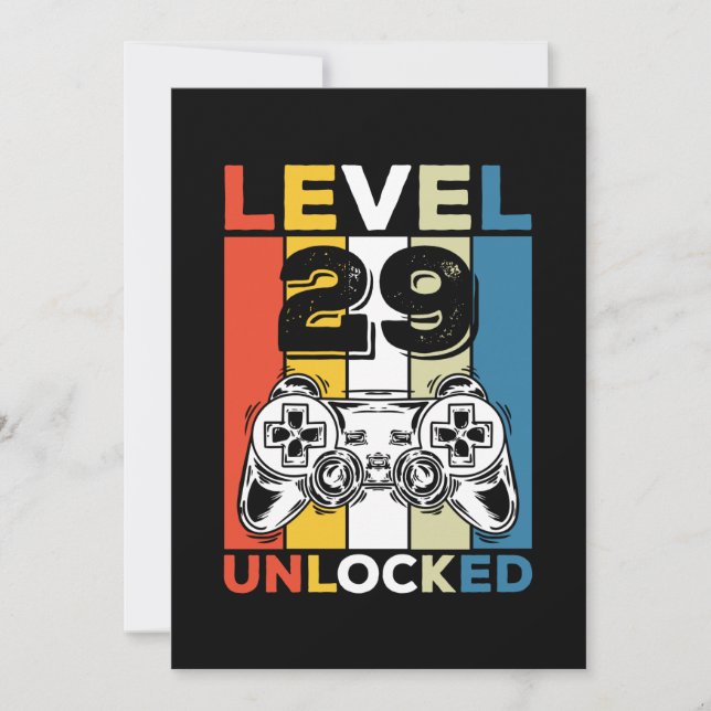Birthday 29th Level Unlocked 29 Gaming Vintage Invitation (Front)