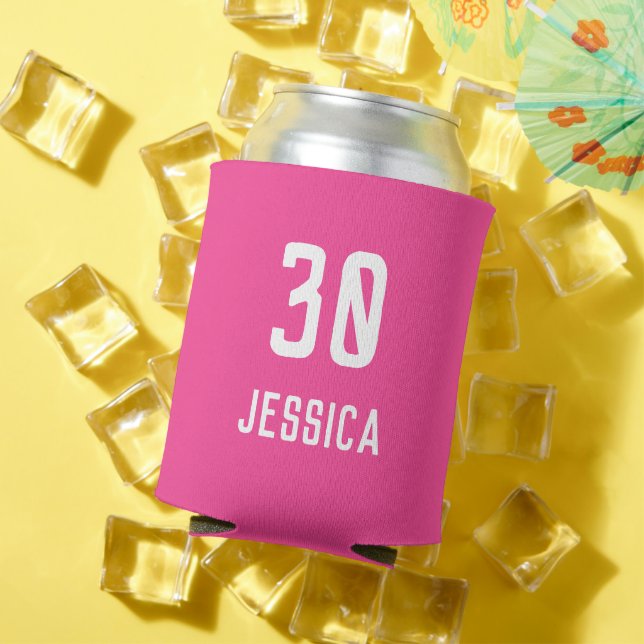 Birthday 30th Elegant Pink Modern Elegant Favours Can Cooler (In Situ Summer)