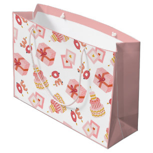 Birthday 30th white and pink  large gift bag