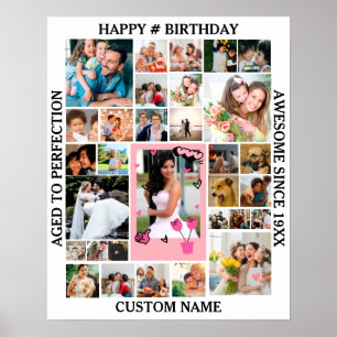 Birthday 31 Photo Collage Custom Personalized Poster