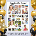 Birthday 32 Photo Collage Cheers to Years Poster<br><div class="desc">Celebrate any age birthday for him or her with a photo memories display sign or commemorative keepsake poster print utilising this easy-to-upload photo collage template with 32 pictures and your custom text. The design features a black and gold modern calligraphy script title design that says CHEERS TO # YEARS (shown...</div>