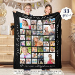 Birthday 33 Photo Collage Personalised Custom Fleece Blanket<br><div class="desc">Celebrate any age birthday with a commemorative keepsake photo memory blanket with this easy-to-upload photo collage template for 33 square pictures and fully editable text to personalise with your own in your choice of colours. The sample shows HAPPY BIRTHDAY, NAME, AGED TO PERFECTION and AWESOME SINCE Year in a suggested...</div>