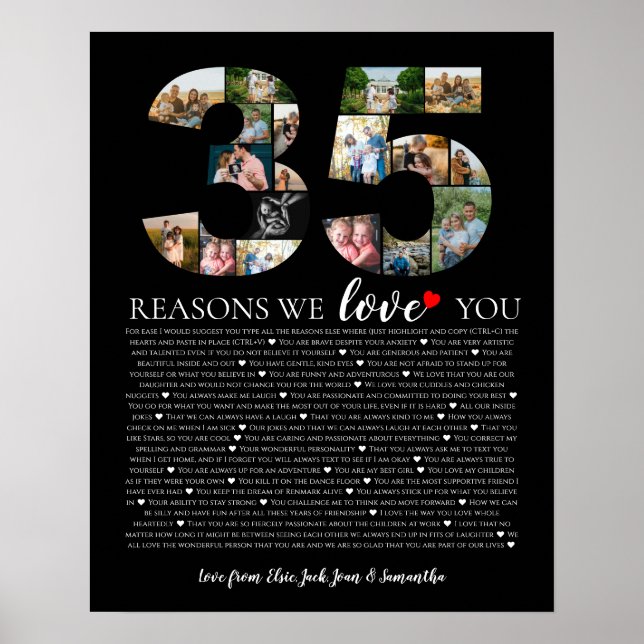birthday 35 reasons why we love you photo collage poster (Front)