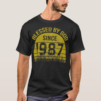 Birthday 365 Blessed By God Since 1987 Vintage Bir T-Shirt