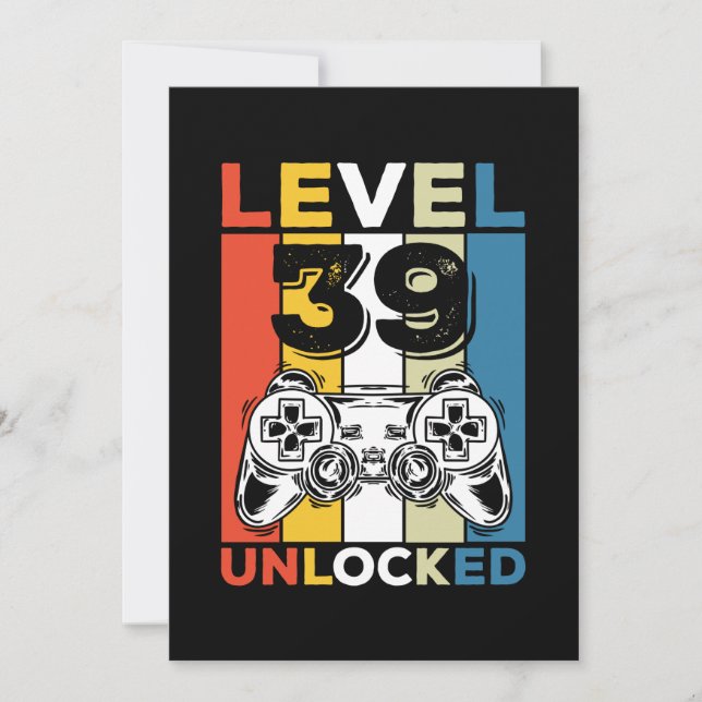 Birthday 39th Level Unlocked 39 Gaming Vintage Invitation (Front)