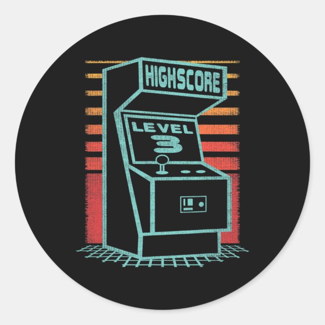 Birthday 3 Year Old Retro Gamer Level Up Unlocked  Classic Round Sticker (Front)